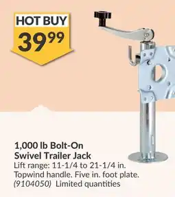 Princess Auto 1, 000 Bolt-On Swivel Trailer Jack offer