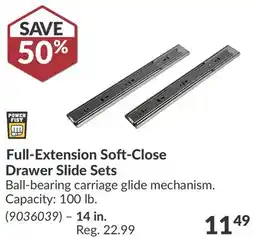 Princess Auto Full-Extension Soft-Close Drawer Slide Sets offer