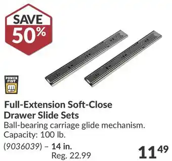 Princess Auto Full-Extension Soft-Close Drawer Slide Sets offer