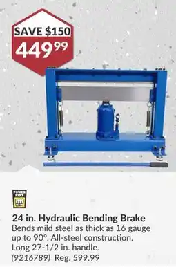 Princess Auto 24 in. Hydraulic Bending Brake offer
