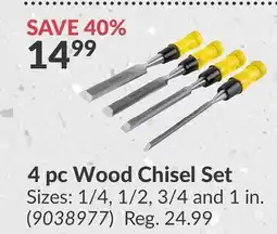 Princess Auto 4 pc Wood Chisel Set offer