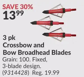 Princess Auto 3 pk Crossbow and Bow Broadhead Blades offer