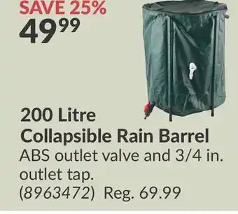 Princess Auto 200 Litre Collapsible Rain Barrel offer