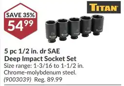Princess Auto 5 pc 1/2 in. dr SAE Deep Impact Socket Set offer