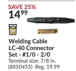 Princess Auto Welding Cable LC-40 Connector Set - #1/0 - 2/0 offer