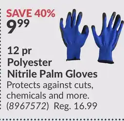 Princess Auto 12 pr Polyester Nitrile Palm Gloves offer