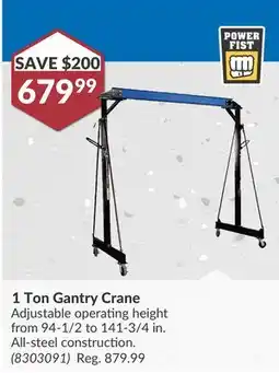 Princess Auto 1 Ton Gantry Crane offer