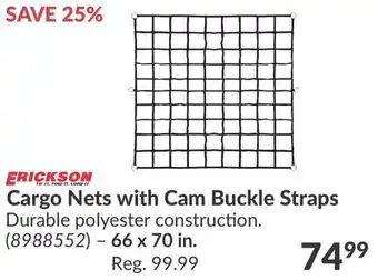 Princess Auto Cargo Nets with Cam Buckle Straps offer