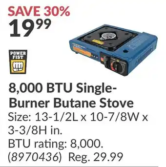 Princess Auto 8, 000 BTU Single-Burner Butane Stove offer