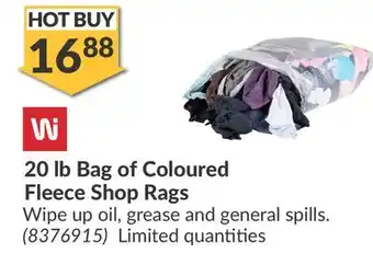 Princess Auto 20 lb Bag of Coloured Fleece Shop Rags offer