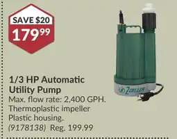 Princess Auto 1/3 HP Automatic Utility Pump offer