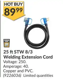 Princess Auto 25 ft STW 8/3 Welding Extension Cord offer