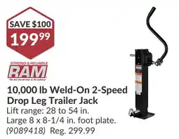 Princess Auto 10,000 lb Weld-On 2-Speed Drop Leg Trailer Jack offer