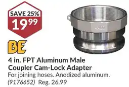 Princess Auto 4 in. FPT Aluminum Male Coupler Cam-Lock Adapter offer