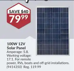 Princess Auto 100W 12V Solar Panel Amperage offer