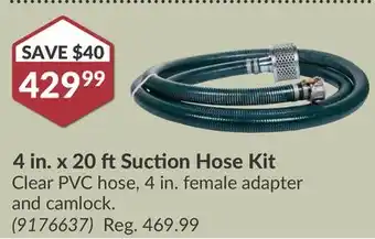 Princess Auto 4 in. x 20 ft Suction Hose Kit offer