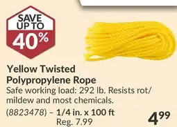 Princess Auto Yellow Twisted Polypropylene Rope offer