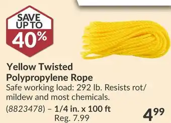 Princess Auto Yellow Twisted Polypropylene Rope offer