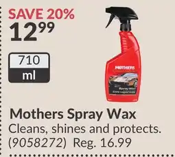 Princess Auto Mothers Spray Wax offer