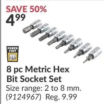 Princess Auto 8 pc Metric Hex Bit Socket Set offer