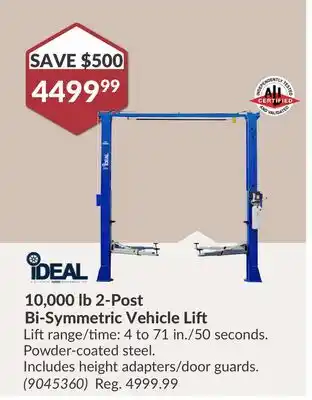 Princess Auto 10, 000 lb 2-Post Bi-Symmetric Vehicle Lift offer