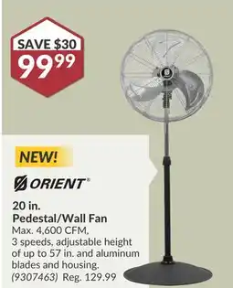 Princess Auto 20 in. Pedestal/Wall Fan offer