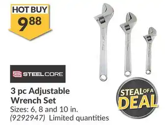 Princess Auto 3 pc Adjustable Wrench Set offer