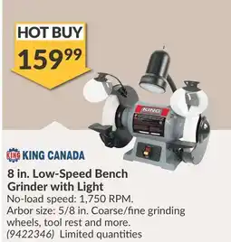 Princess Auto 8 in. Low-Speed Bench Grinder with Light offer