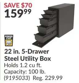 Princess Auto 22 in. 5-Drawer Steel Utility Box offer