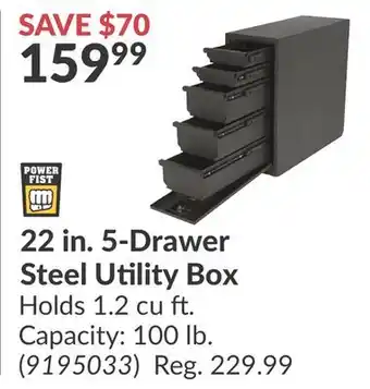 Princess Auto 22 in. 5-Drawer Steel Utility Box offer