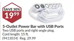 Princess Auto 5-Outlet Power Bar with USB Ports offer