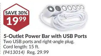 Princess Auto 5-Outlet Power Bar with USB Ports offer