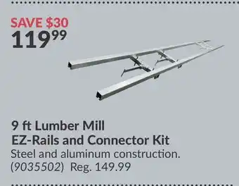 Princess Auto 9 ft Lumber Mill EZ-Rails and Connector Kit offer
