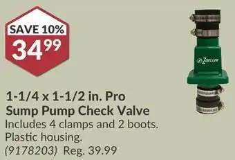 Princess Auto 1-1/4 x 1-1/2 in. Pro Sump Pump Check Valve offer
