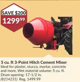 Princess Auto 5 cu. ft 3-Point Hitch Cement Mixer offer