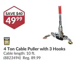 Princess Auto 4 Ton Cable Puller with 3 Hooks offer