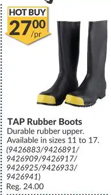 Princess Auto TAP Rubber Boots offer