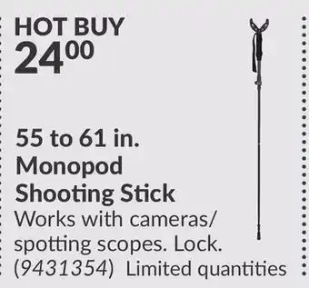 Princess Auto 55 to 61 in. Monopod Shooting Stick offer