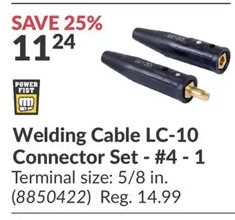 Princess Auto Welding Cable LC-10 Connector Set - #4 - 1 offer