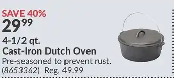 Princess Auto 4-1/2 qt. Cast-Iron Dutch Oven offer