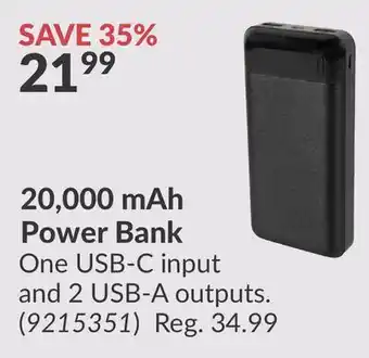 Princess Auto 20,000 mAh Power Bank offer