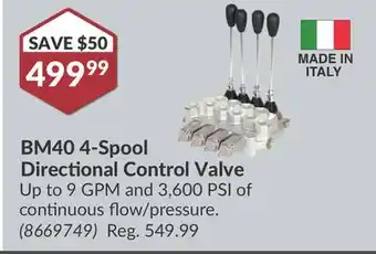 Princess Auto BM40 4-Spool Directional Control Valve offer