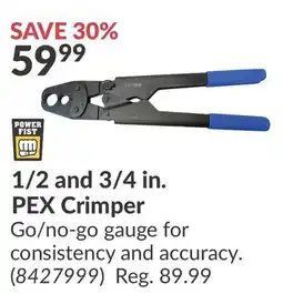 Princess Auto 1/2 and 3/4 in. PEX Crimper offer