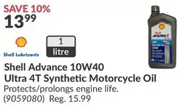 Princess Auto Shell Advance 10W40 Ultra 4T Synthetic Motorcycle Oil offer