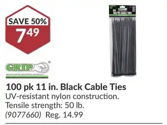 Princess Auto 100 pk 11 in. Black Cable Ties offer
