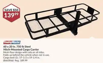 Princess Auto 60 x 20 in. 750 lb Steel Hitch-Mounted Cargo Carrier offer