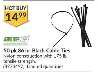 Princess Auto 50 pk 36 in. Black Cable Ties offer