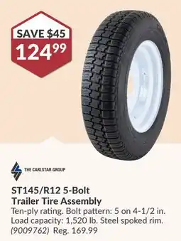 Princess Auto ST145/R12 5-Bolt Trailer Tire Assembly offer
