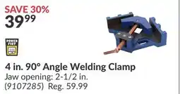 Princess Auto 4 in. 90° Angle Welding Clamp offer
