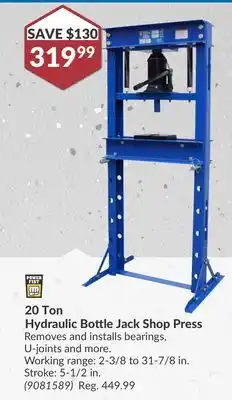 Princess Auto 20 Ton Hydraulic Bottle Jack Shop Press offer